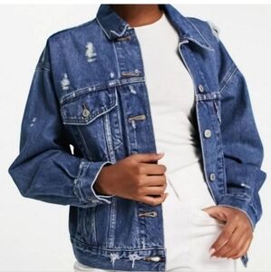Copy Levi’s 90s Trucker Distressed Denim Jacket Sz Small NWT